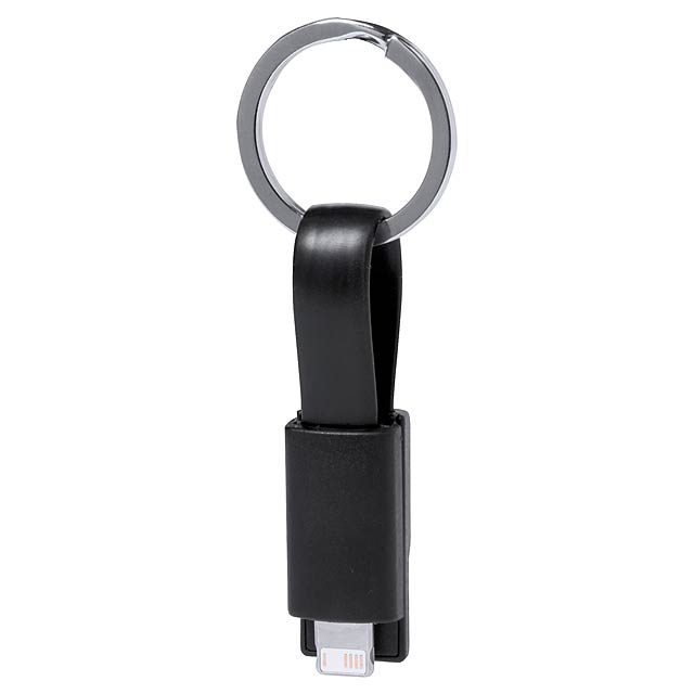 Holnier přívěšek na klíče s USB nabíjecím kabelem - černá