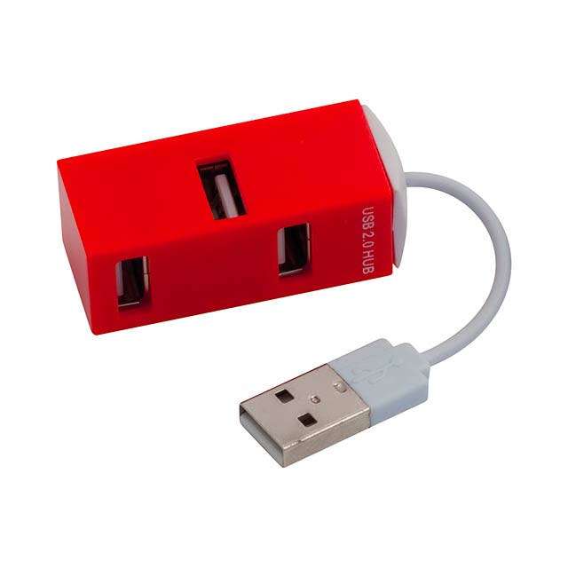 7 portový USB hub.  - červená - foto