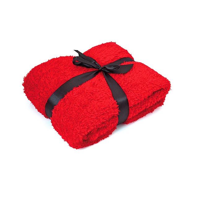 Antipeelingová fleece deka se stuhou, 250g/m².  - červená - foto