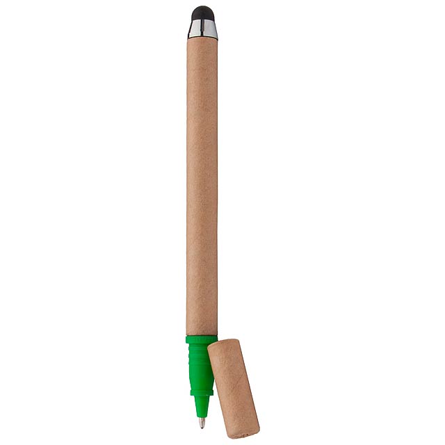EcoTouch dotykové kuličkové pero z recyklovaného papíru - zelená