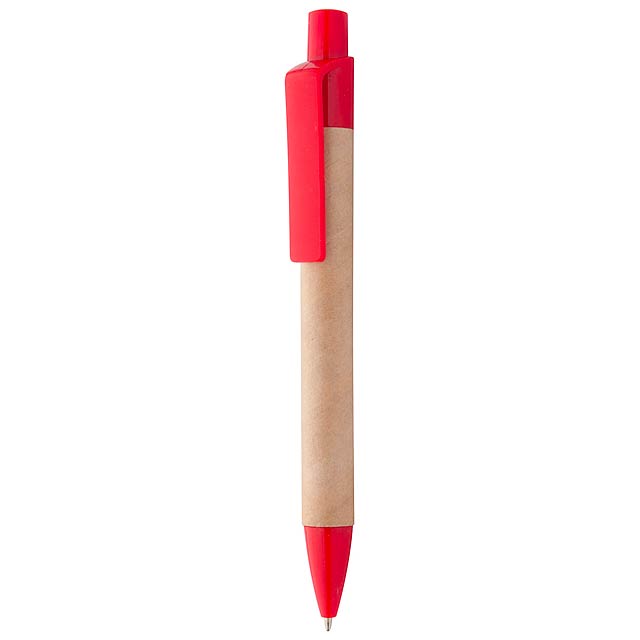 Reflat kuličkové pero z recyklovaného papíru - červená