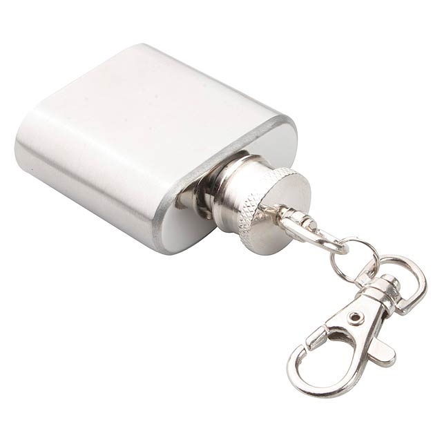 Keyring with flask - silver