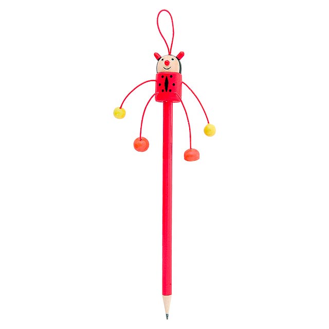 Wooden pencil, ladybird - red