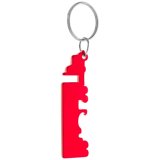 Peterby přívěšek na klíče s otvírákem - červená