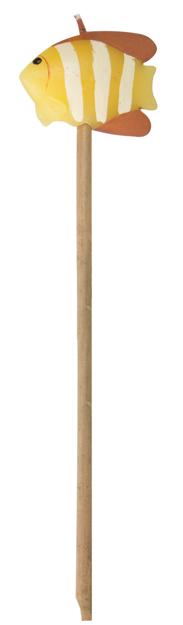 Fish candle in bamboo - yellow