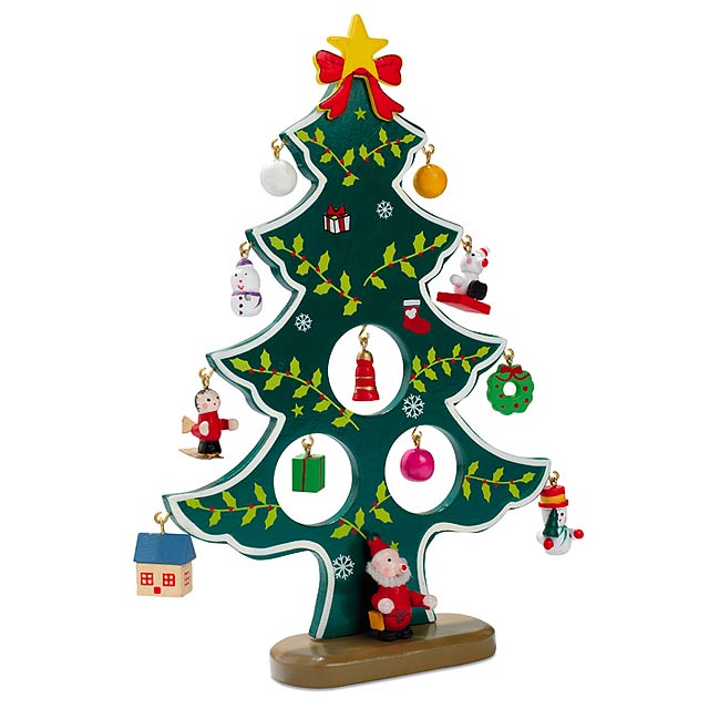 Dřevěná vánoční dekorace - WOODTREE - zelená