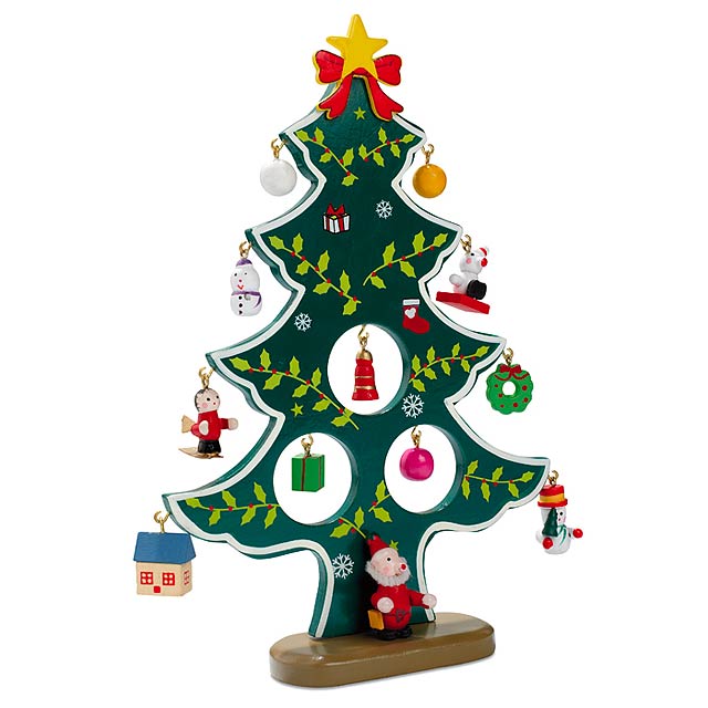 Wooden xmas tree decoration - WOODTREE - green