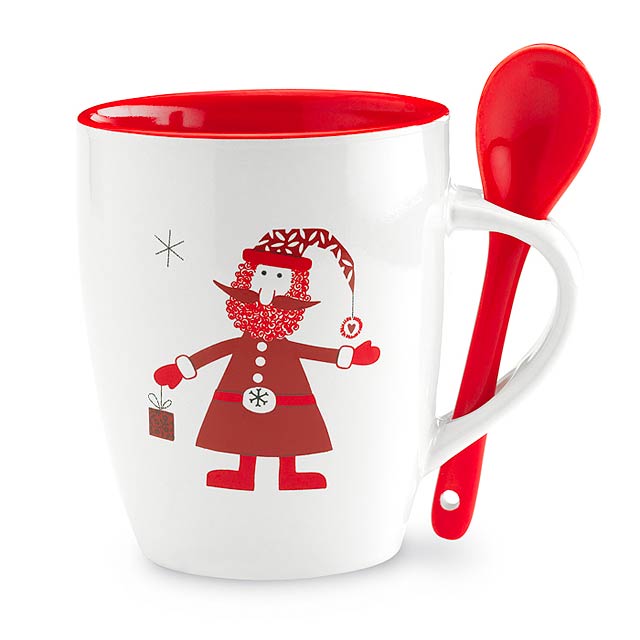 Mug with spoon 250ml - CLAUS - multicolor