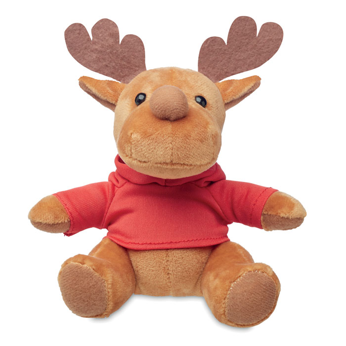 Plush reindeer with hoodie - RUDOLPH - red