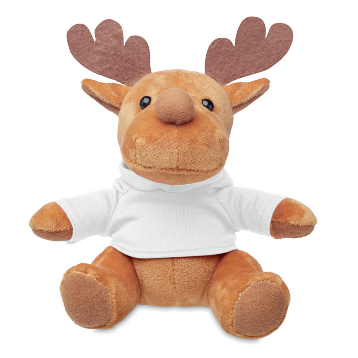 Plush reindeer with hoodie - RUDOLPH - white