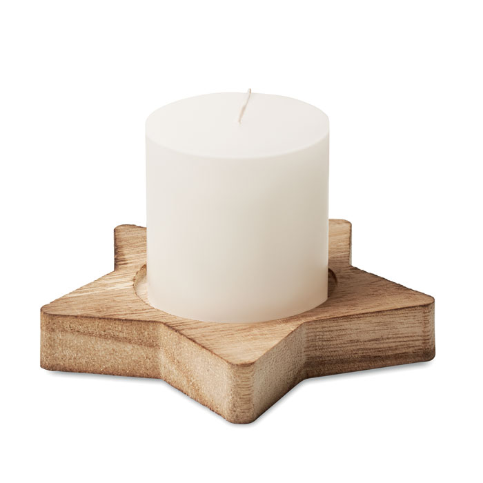 Svíčka s dřevěným stojánkem - LOTUS - dřevo