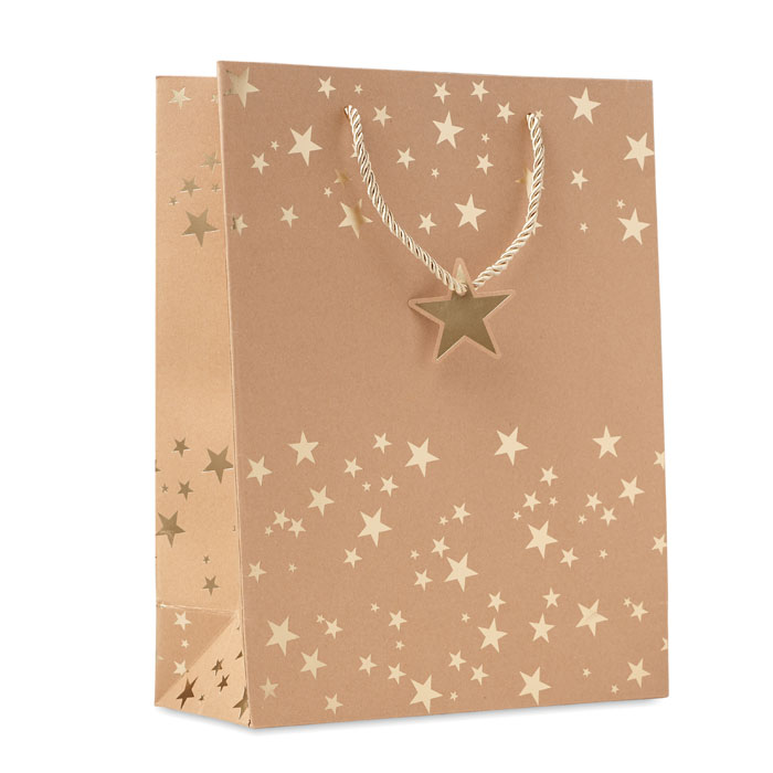 Dárková vánoční taška z kraftu - SPARKLE - zlatá