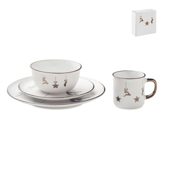 4 piece ceramic place setting - ERAMIK - white