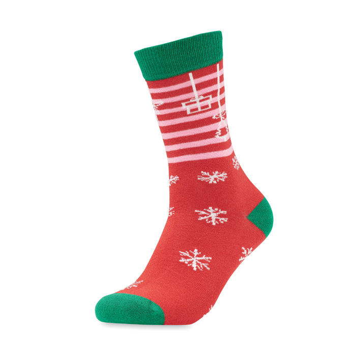 Pair of Christmas socks L - JOYFUL L - red