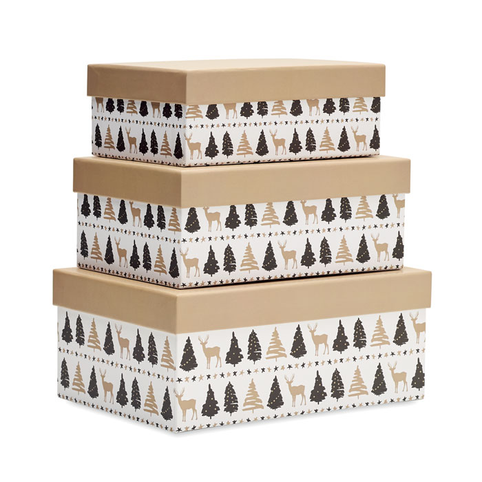Set of 3 Christmas gift boxes - SURPRISE - gold