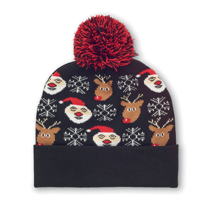 Christmas knitted beanie - SHIMAS HAT - black