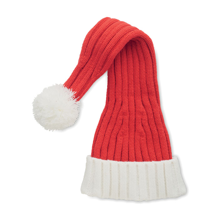 Long Christmas knitted beanie - ORION - red