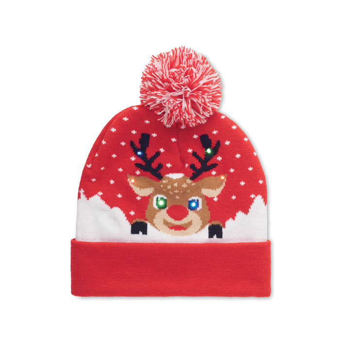 Vánoční pletená čepice s LED - SHIMAS LIGHT - červená