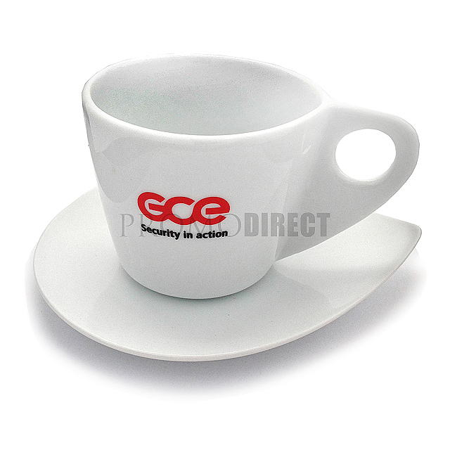 The original design of this cup and saucer valued every client! Made of porcelain. With the ability to decorate the saucer. Volume of 190 ml, height 7 cm, top diameter of 8 cm, bottom diameter 15 cm  - foto