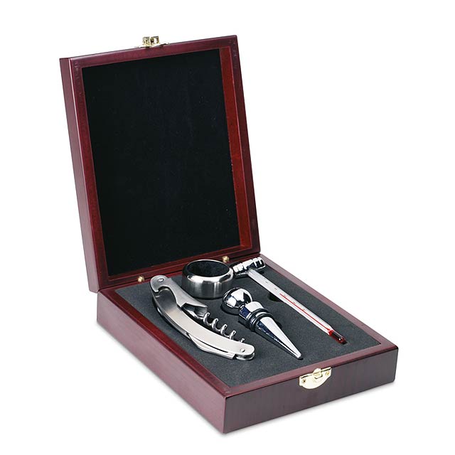 Classic wine set in wooden box  - silver