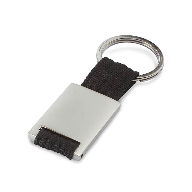 Metal rectangular keyring  - black