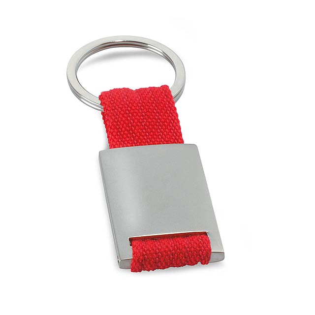 Metal rectangular keyring  - red