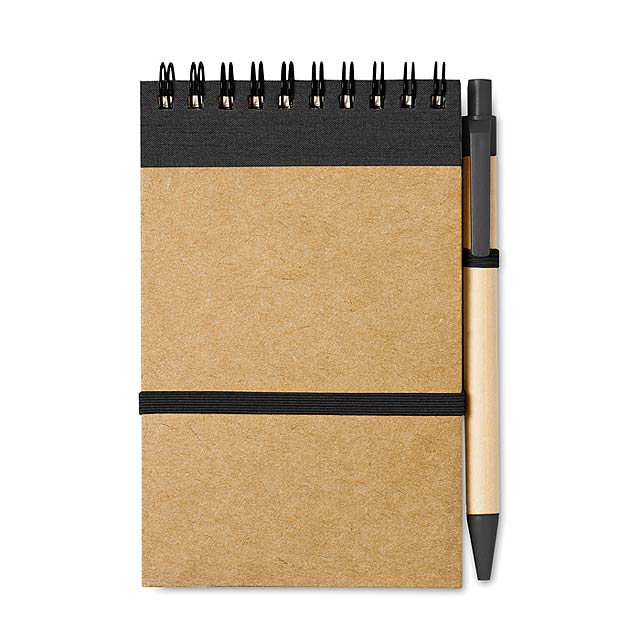 Recycled paper notebook and pen - black
