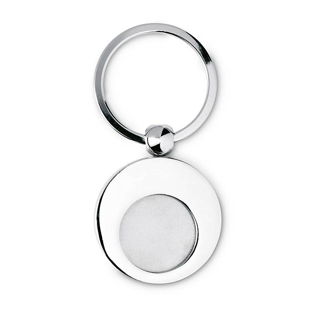 Metal keyring with metal token  - shiny silver