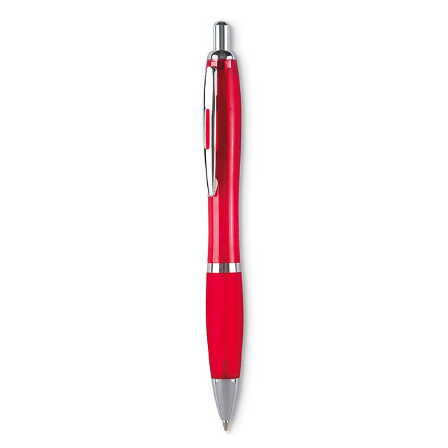 Plastové kuličkové pero - propiska - transparentní červená