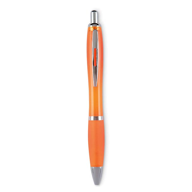 Plastové kuličkové pero - propiska - transparentní oranžová