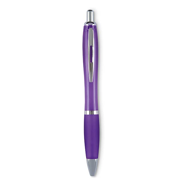 Plastové kuličkové pero - propiska - transparentní fialová