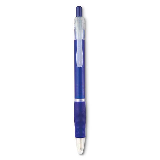 Ball pen with rubber grip  - transparent blue