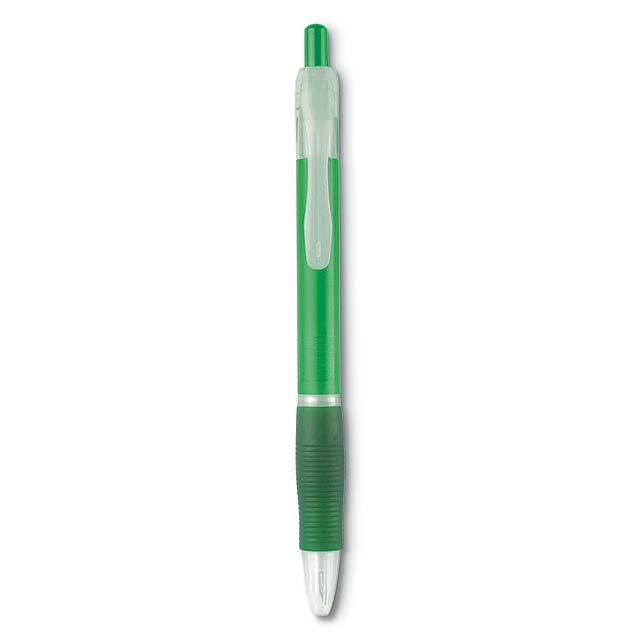 Ball pen with rubber grip  - transparent green