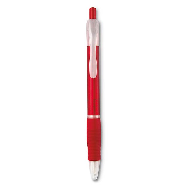 Ball pen with rubber grip  - transparent red