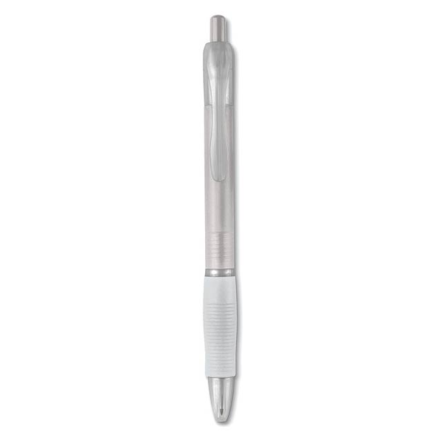 MANORS - Plastové kuličkové pero        - transparentní bílá