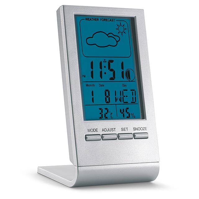 Wetterstation mit blauem LCD - Silber