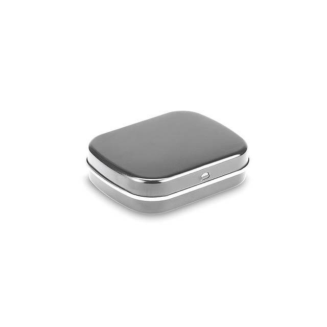 Silver tin with mints  - matt silver