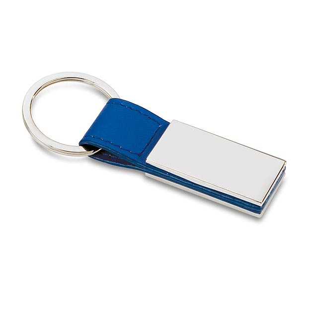 PU keyring w/ metal plate  - blue