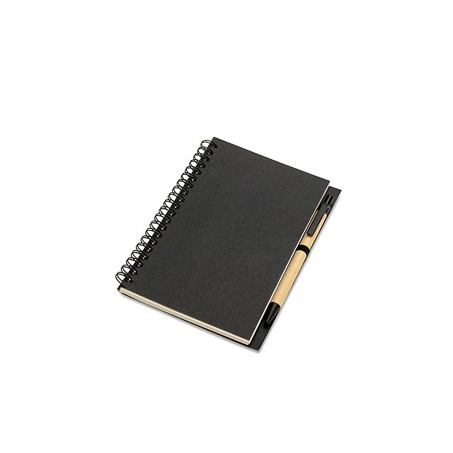 Recycled notebook and ball pen  - black