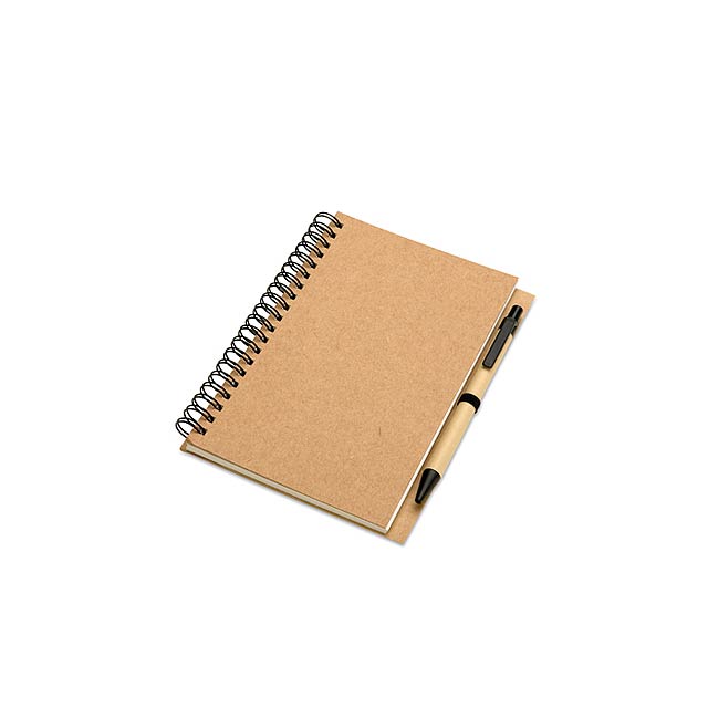 Recycled notebook and ball pen  - beige