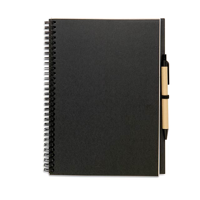 Recycled notebook and ball pen  - black