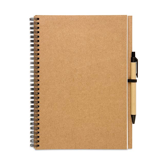 Recycled notebook and ball pen  - beige