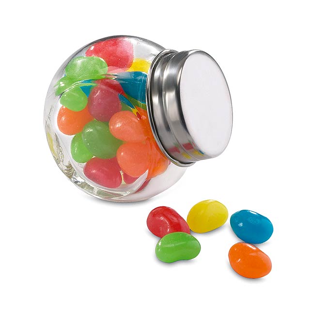 Glass jar with jelly beans  - multicolor
