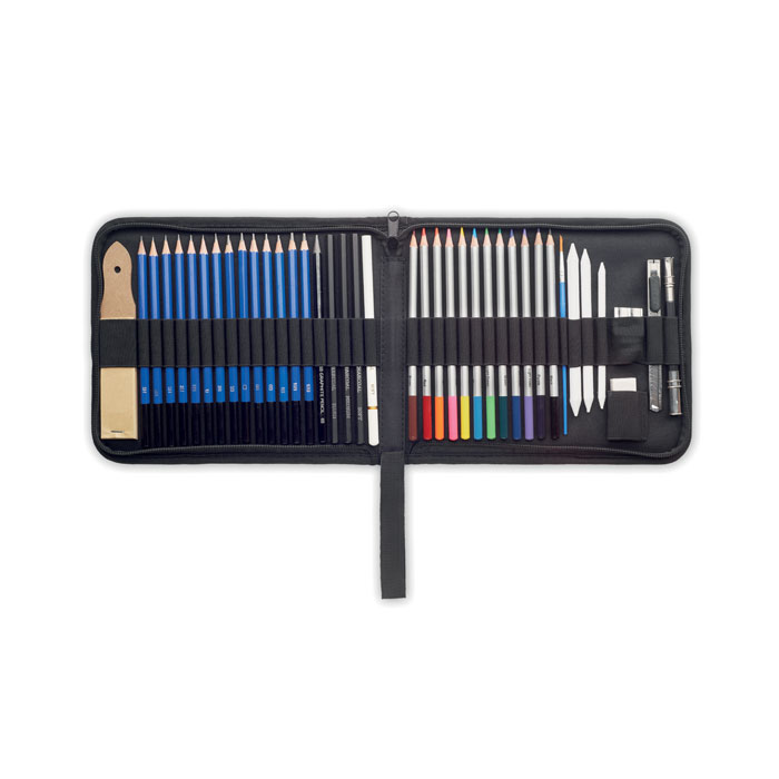 40 piece art set in case - GENUINE - black