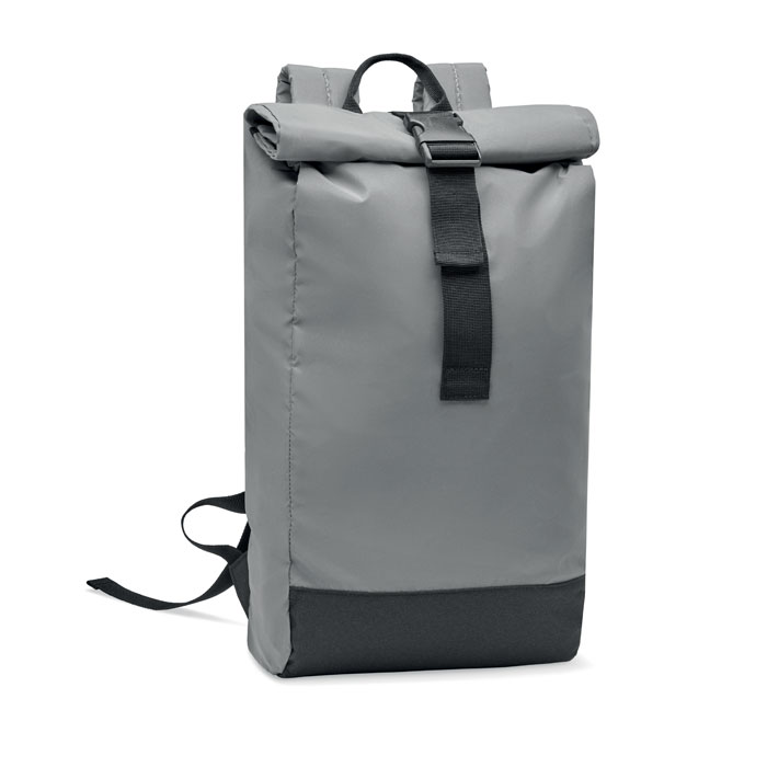 Reflektierender Rucksack - BRIGHT ROLLPACK - mattes Silber