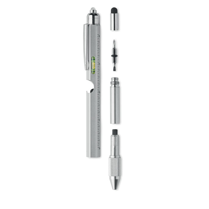 Spirit level pen with ruler - RETOOL - matt silver