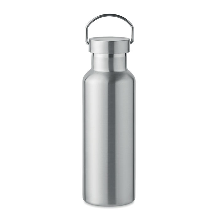 Doppelwandige Flasche 500 ml - FLORENCE - mattes Silber