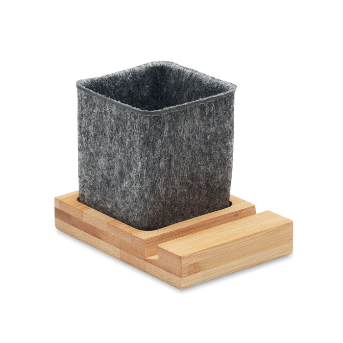 RPET felt pen pot phone stand - OROSTAN - wood