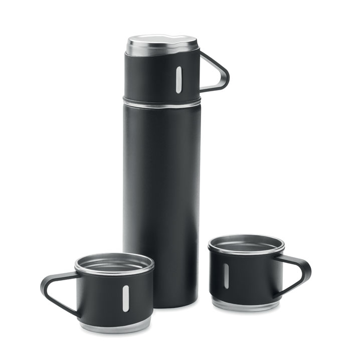 Double wall bottle and cup set - SHARM - black