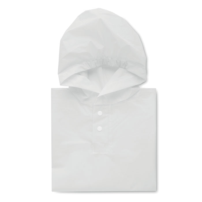 PEVA kid rain coat with hood - PONCHIE - white